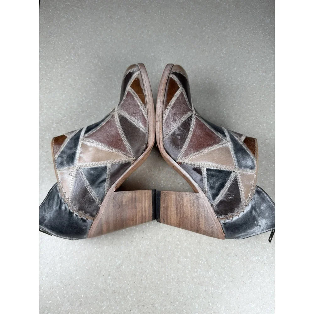 Freebird‎ By Steven Steel Patchwork Leather Western Boho Ankle Boots Women's 11
